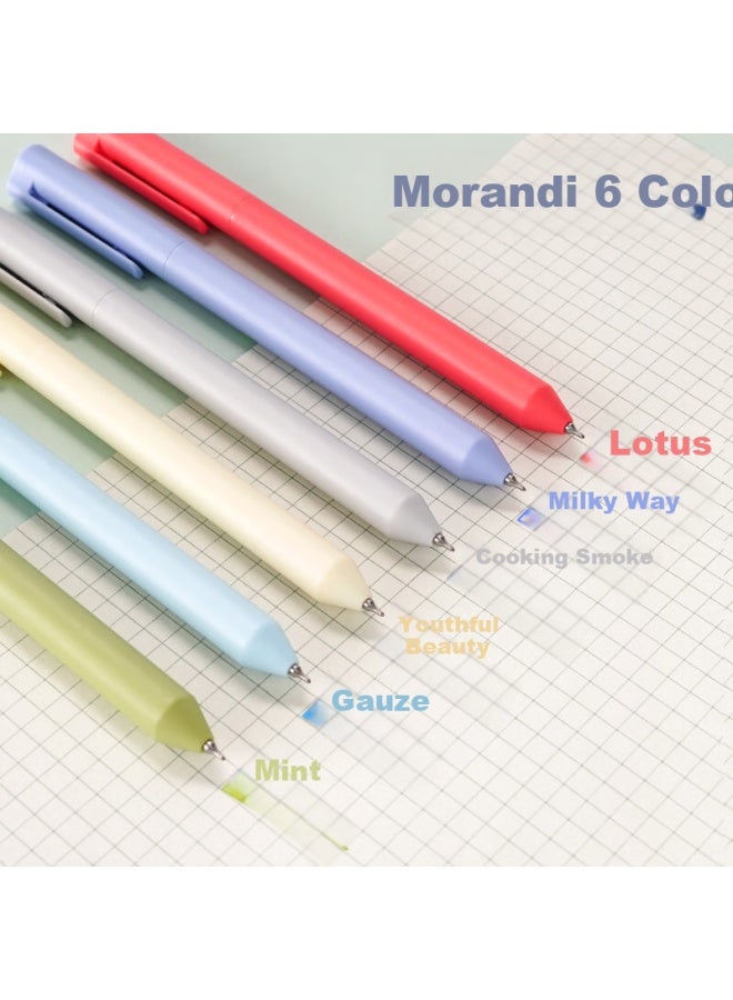 Snowhite Gel Pen, Colorful High-End Rotating Refill, Aesthetically Pleasing Non-Click Morandi Signature Pen, 0.5Mm Needle Tip, Exam Pen, 6 Pens/Box, G-601 Early Summer - Image 4