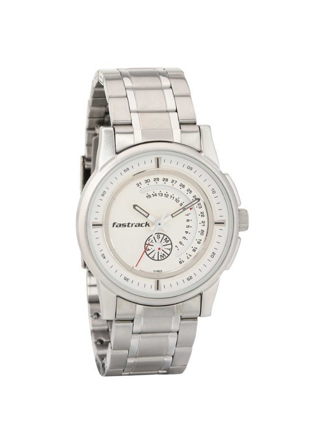 fastrack ساعة يد أنالوج للرجال 3215SM01 - قرص أبيض، حزام من الفولاذ المقاوم للصدأ الفضي، حركة كوارتز - Image 1