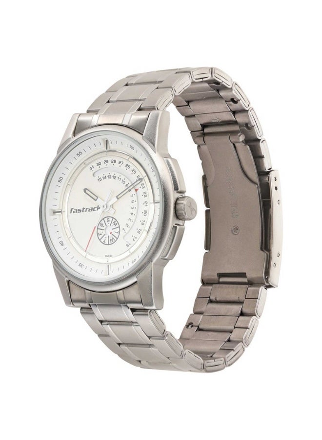 fastrack ساعة يد أنالوج للرجال 3215SM01 - قرص أبيض، حزام من الفولاذ المقاوم للصدأ الفضي، حركة كوارتز - Image 2