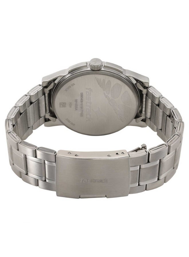 fastrack ساعة يد أنالوج للرجال 3215SM01 - قرص أبيض، حزام من الفولاذ المقاوم للصدأ الفضي، حركة كوارتز - Image 4