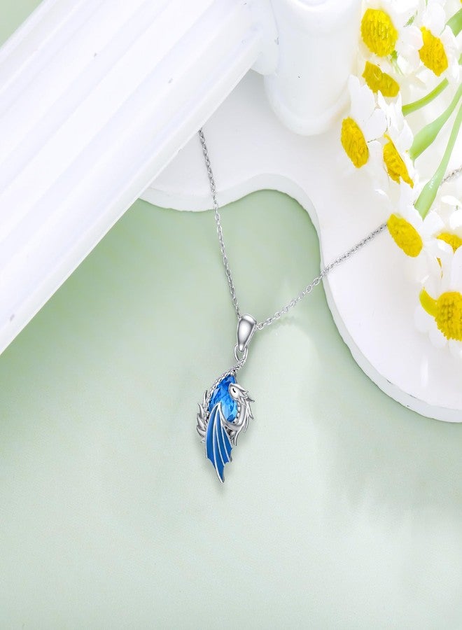 LONAGO Dragon Birthstone Necklace Wyvern Dragon Pendant Necklace Gift for Women (December - Blue Topaz) - Image 3