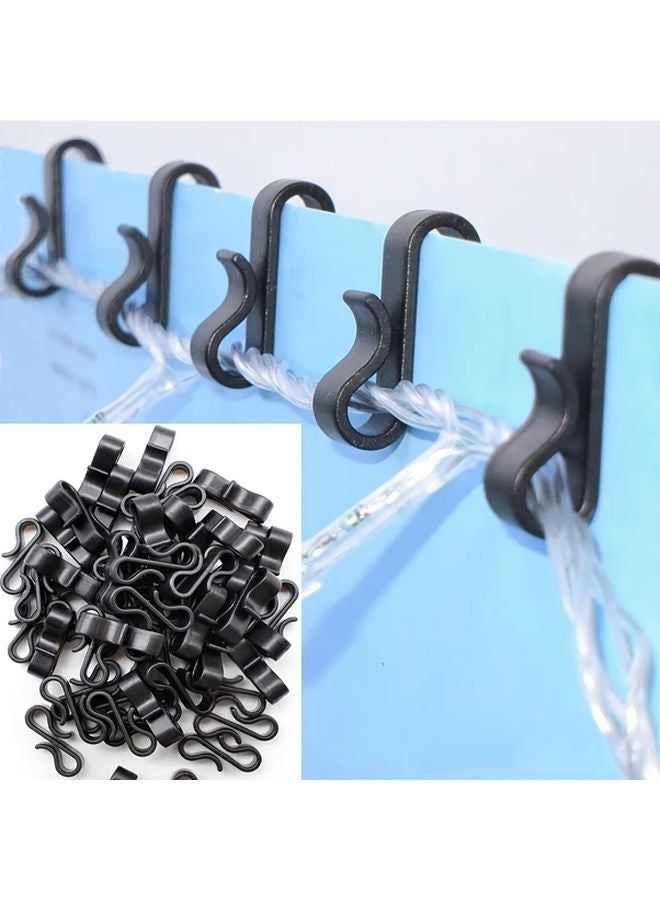 100pcs Heavy Duty Black Plastic S Hooks for Hanging Christmas Lights Gutters Outdoor Decorations - Image 2