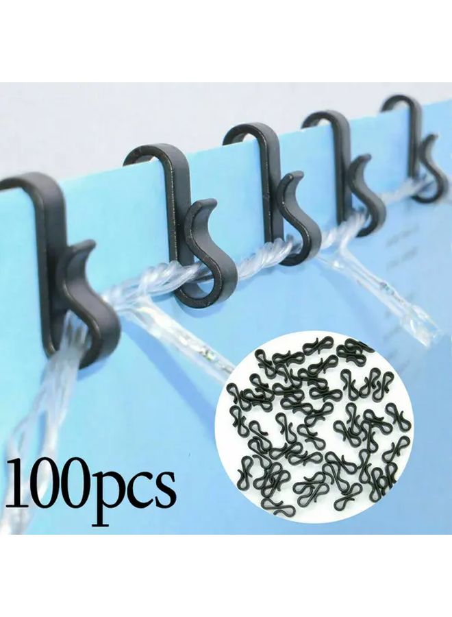 100pcs Heavy Duty Black Plastic S Hooks for Hanging Christmas Lights Gutters Outdoor Decorations - Image 1