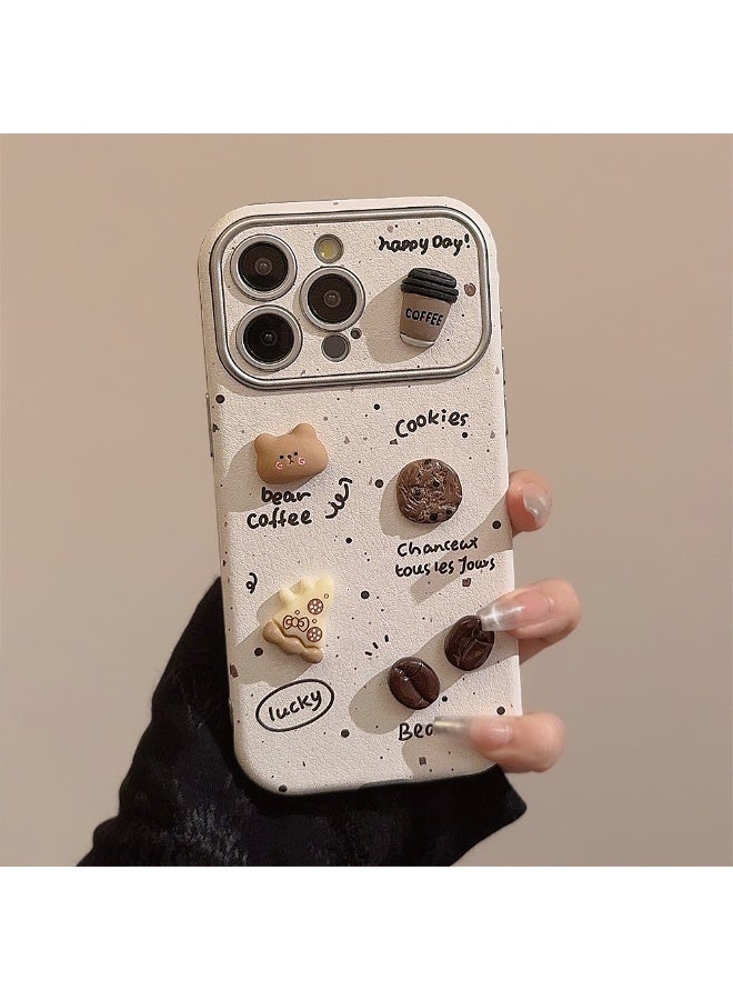 NIBEMINENT Ink Splashed Three Dimensional Coffee Bear Protective TPU Case Cover For iPhone 15 Plus, Silver