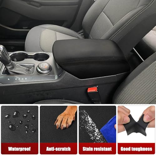 KBH Front Center Console Armrest Cover Replacement for Ford Explorer 2011-2019, Vinyl Leather Arm Rest Skin Upholstery, Anti-Scratch, Black (Leather Part Only) - Image 3