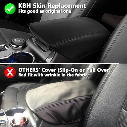 KBH Front Center Console Armrest Cover Replacement for Ford Explorer 2011-2019, Vinyl Leather Arm Rest Skin Upholstery, Anti-Scratch, Black (Leather Part Only) - Image 4