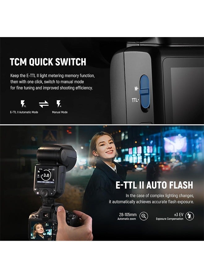 Neewer NEEWER Z2-C 2.4G TTL Round Head Flash Speedlite for Canon, 76Ws Speedlight with Dome Diffuser, Upgraded UI, TTL/M TCM Toggle Key, 2 Modeling Lamps 1/8000s HSS 7.4V/2600mAh Battery 480 Full Power Flash  - Image 3