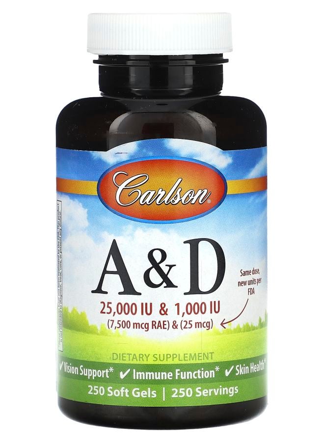 Carlson Vitamin A & D 250 Soft Gels - Image 1
