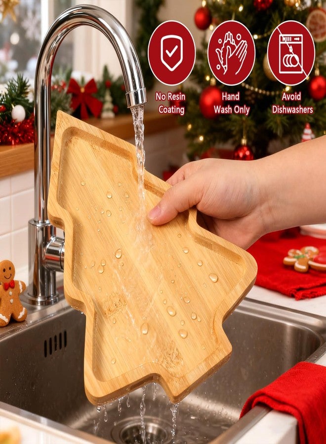 TENDYCOCO Bamboo Christmas Serving Tray Cartoon Dining Plate 11X8 Inch Home Dish Salad Plate for Holiday Dinner Party Sushi Presentation - Image 5
