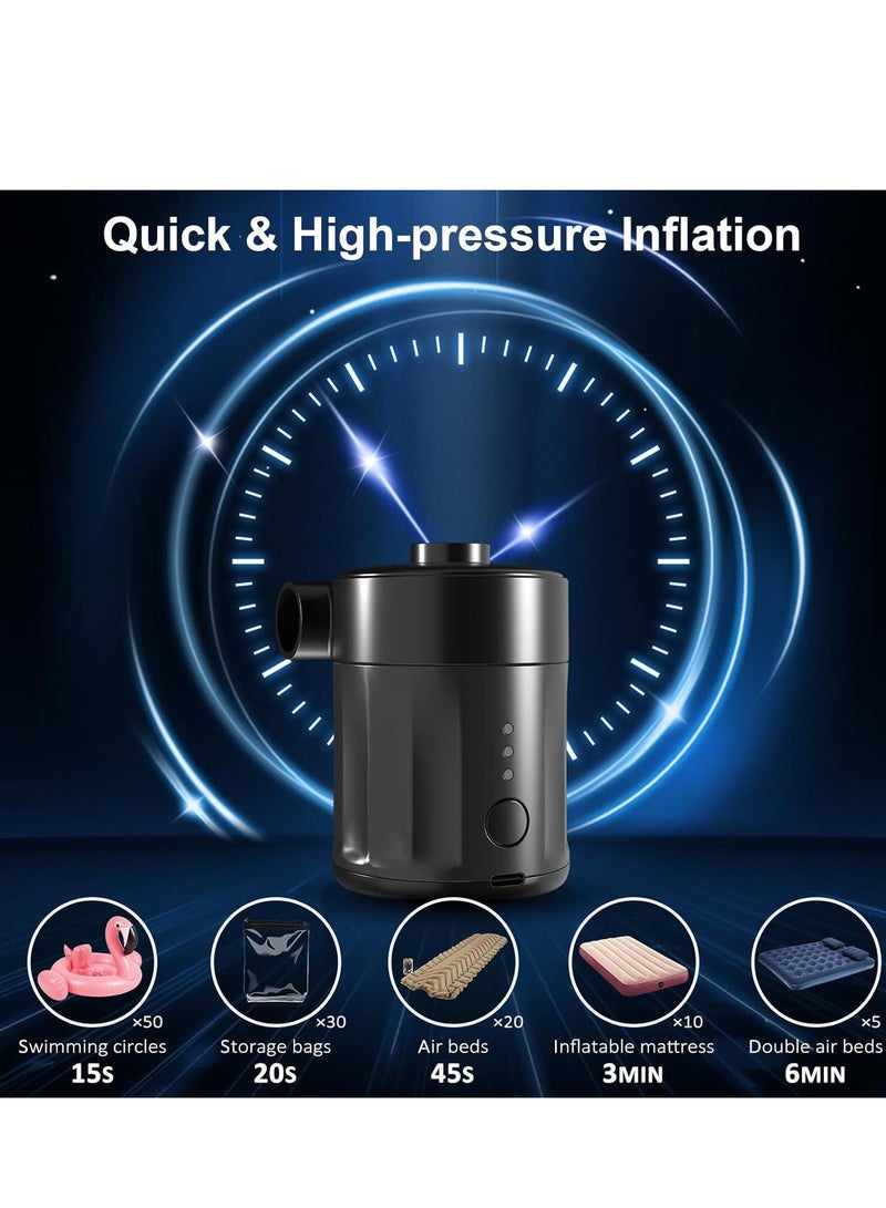GUDOO Portable Electric Air Pump for Inflatables, Rechargeable Battery Air Pump for Airbed 2-in-1 Portable Mini Vacuum Pump with 4 Air Nozzles and Storage Bag for Air Mattress, Pool - Image 2