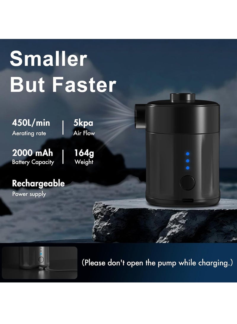 GUDOO Portable Electric Air Pump for Inflatables, Rechargeable Battery Air Pump for Airbed 2-in-1 Portable Mini Vacuum Pump with 4 Air Nozzles and Storage Bag for Air Mattress, Pool - Image 4