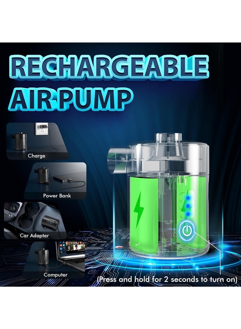 GUDOO Portable Electric Air Pump for Inflatables, Rechargeable Battery Air Pump for Airbed 2-in-1 Portable Mini Vacuum Pump with 4 Air Nozzles and Storage Bag for Air Mattress, Pool - Image 3