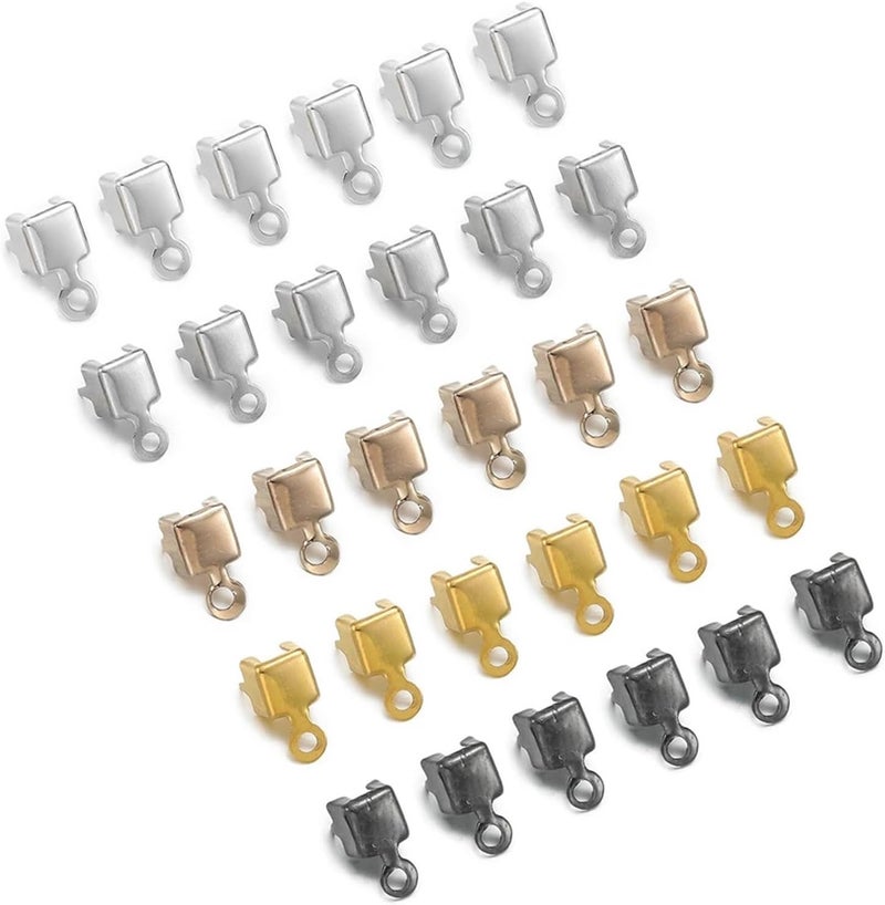 1500pcs Crimp Beads Cove Clasps Cord End Caps String Ribbon Leather Clip Foldover(Rhodium,3 x 5.5mm) - Image 3