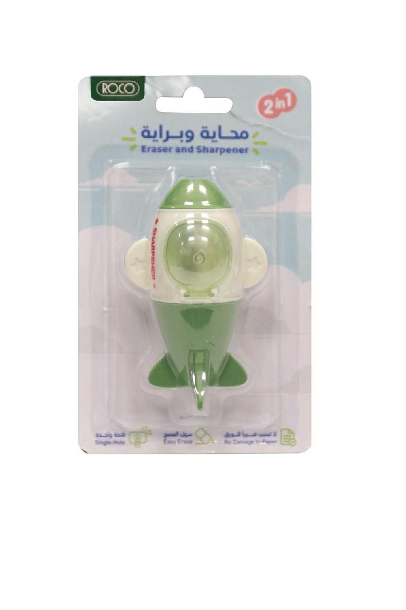 ROCO Rubber Eraser Sharpener Green/White