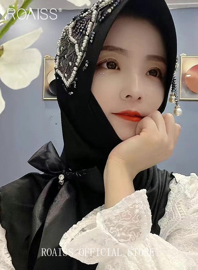 رويس عمامة صناعة ثقيلة قبعة بريم كريستال الزركون القوس الديكور بسيط وعصري  - Image 5