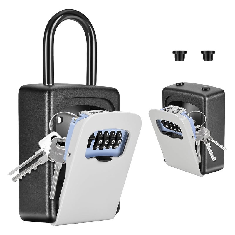 SUKEE Key Lock Box Wall Mounted | 4 Digit Combination Lock Box for House Key | Weatherproof Safe Security Key Storage | Lock Box for Outside Keys (with Hanger) - Image 1