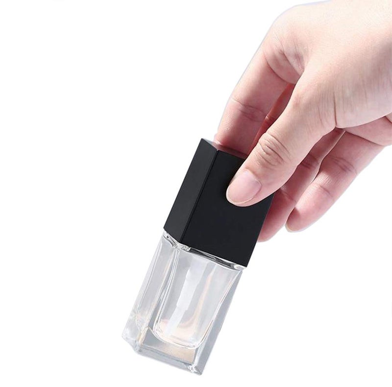USRommaner 4 Pack,0.5 oz/15ml Frosted Glass Essence Lotion Pump Bottle,Empty Square Cosmetic Container Travel Liquid Foundation Base Dispenser Vials with Pressure Pump Head and Lid - Image 3