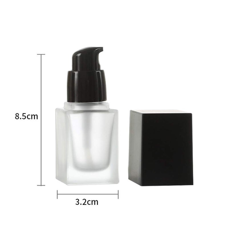 USRommaner 4 Pack,0.5 oz/15ml Frosted Glass Essence Lotion Pump Bottle,Empty Square Cosmetic Container Travel Liquid Foundation Base Dispenser Vials with Pressure Pump Head and Lid - Image 4