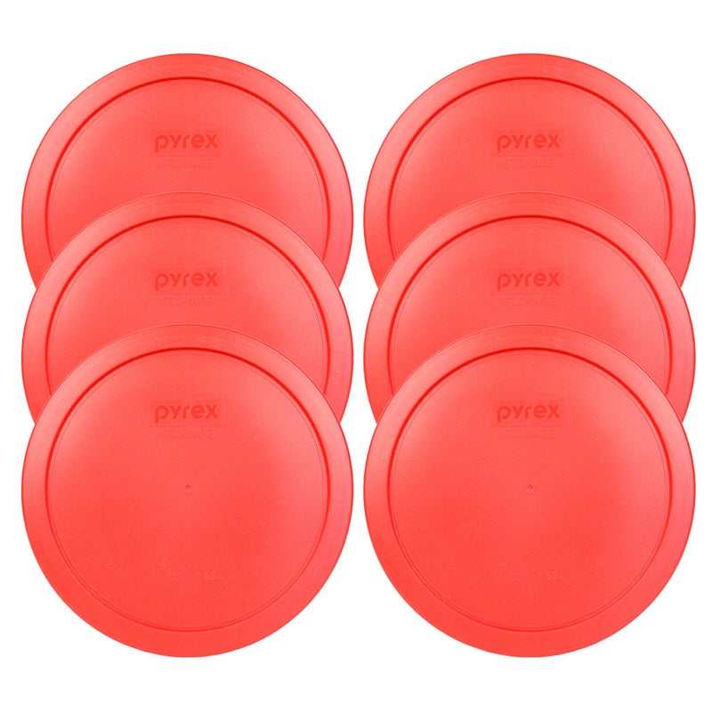 Pyrex 7402PC Red Round Storage Replacement Lid Cover fits 6  7 Cup 7 Dia Round 6Pack