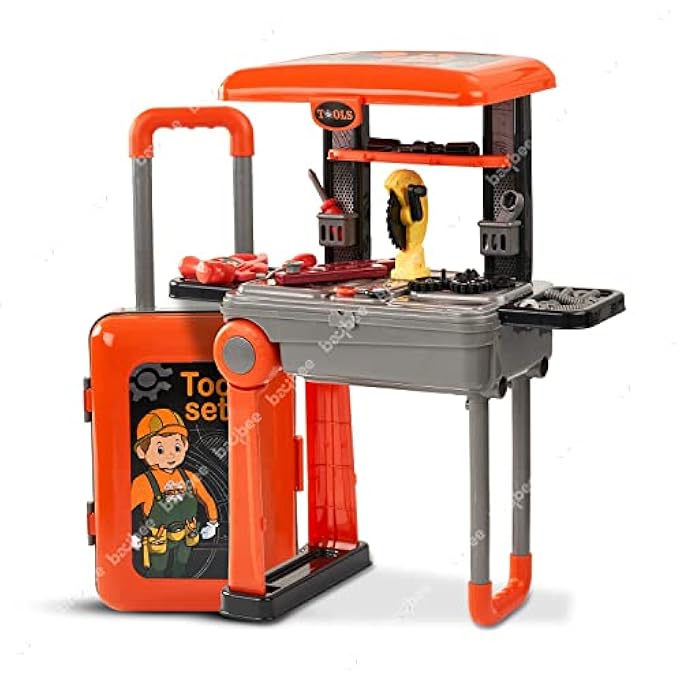 3 IN 1 PRETEND PLAY TOOLS SET KIT TOYS FOR KIDS, PRETEND PLAY KIDS TOOLS SET ROLE PLAY CONSTRUCTION MECHANIC TOOLS KID TOY | PLAY TOOLS KIT TOYS FOR KID 2+YEARS BOYS GIRLS (TROLLEY) - Image 2