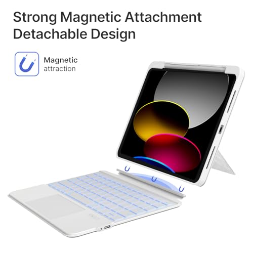 typecase Folio Duo Keyboard case for iPad Air 11 (M4/M3/M2,2026/2025/2024),Air 5th/4th & Pro 11(4th/3rd/2nd/1st) Trackpad & 7-Color Backlit, Portrait/Landscape (Not for A16/10th/Pro 11-M5/M4)-White'26 - Image 3