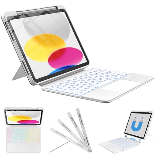 typecase Folio Duo Keyboard case for iPad Air 11 (M4/M3/M2,2026/2025/2024),Air 5th/4th & Pro 11(4th/3rd/2nd/1st) Trackpad & 7-Color Backlit, Portrait/Landscape (Not for A16/10th/Pro 11-M5/M4)-White'26 - Image 1