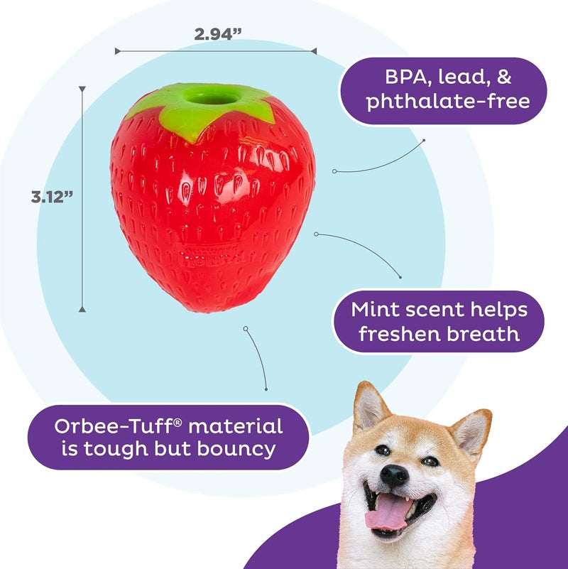 اوتورد هاوند لعبة مضغ للكلاب من Outward Hound Foodies على شكل جزرة وفراولة لتوزيع المكافآت، لون وردي - Image 3