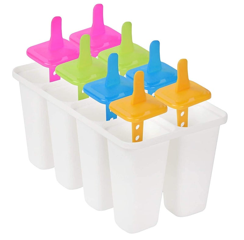 GRANTH ENTERPRISE 8 Slot Plastic Reusable Ice Pop Makers, Homemade Popsicle Frozen Ice Cream Moulds Tray Kulfi Candy Ice Lolly Mold Tray With Stick For Children & Adults,15X10X10 Cm - Image 3