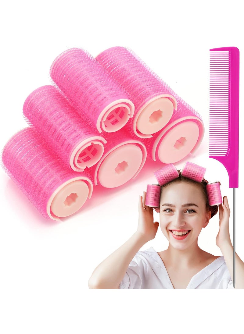Waydress Waydress 6 Pcs Double Layer Bangs Hair Curlers Self Grip Hair Rollers Styling Tools with Rat Tail Comb 3 Sizes 