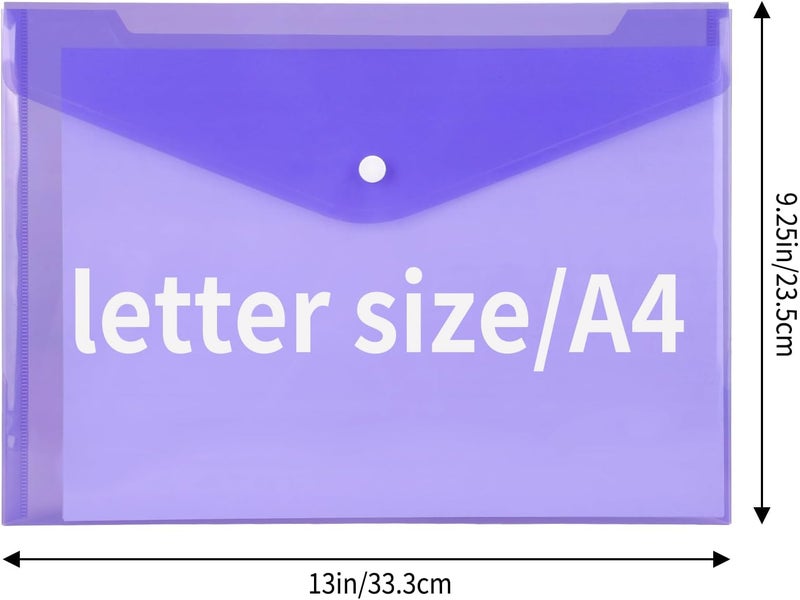 EOOUT Poly Envelope Folder - 28pcs 8-Color Clear Plastic Envelope with Snap Button Closure - A4 Size - Image 2