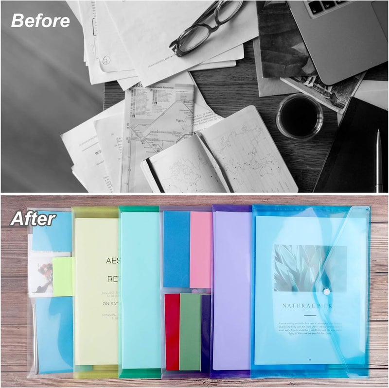 EOOUT Poly Envelope Folder - 28pcs 8-Color Clear Plastic Envelope with Snap Button Closure - A4 Size - Image 5