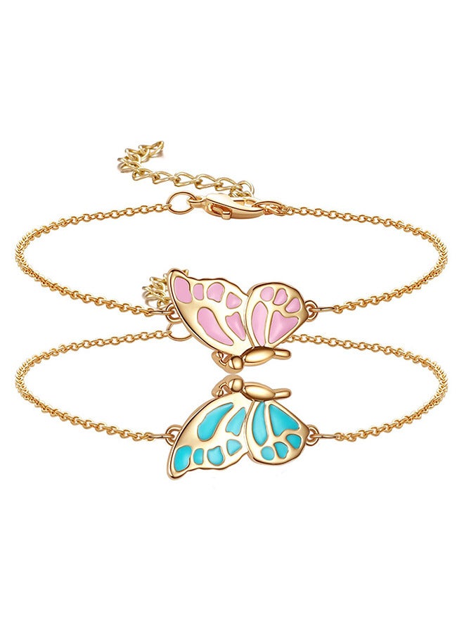 Depend Matching Lovely Butterfly BFF Friendship Bracelets For 2 Best Friends, Long Distance Relationship Bracelets For Mother Daughter Sisters Birthday Gift - Image 1