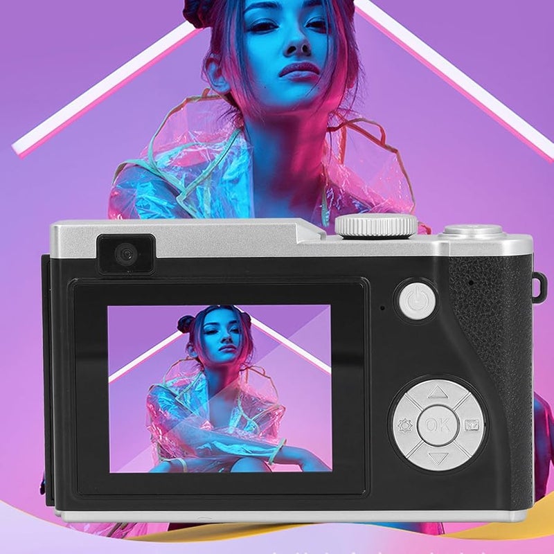 Black Digital Camera 48MP Autofocus 1080P Vlogging 16X Zoom Anti Shake Compact Selfie Camera For Kids Students - Image 3