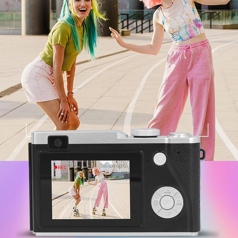 Black Digital Camera 48MP Autofocus 1080P Vlogging 16X Zoom Anti Shake Compact Selfie Camera For Kids Students - Image 4