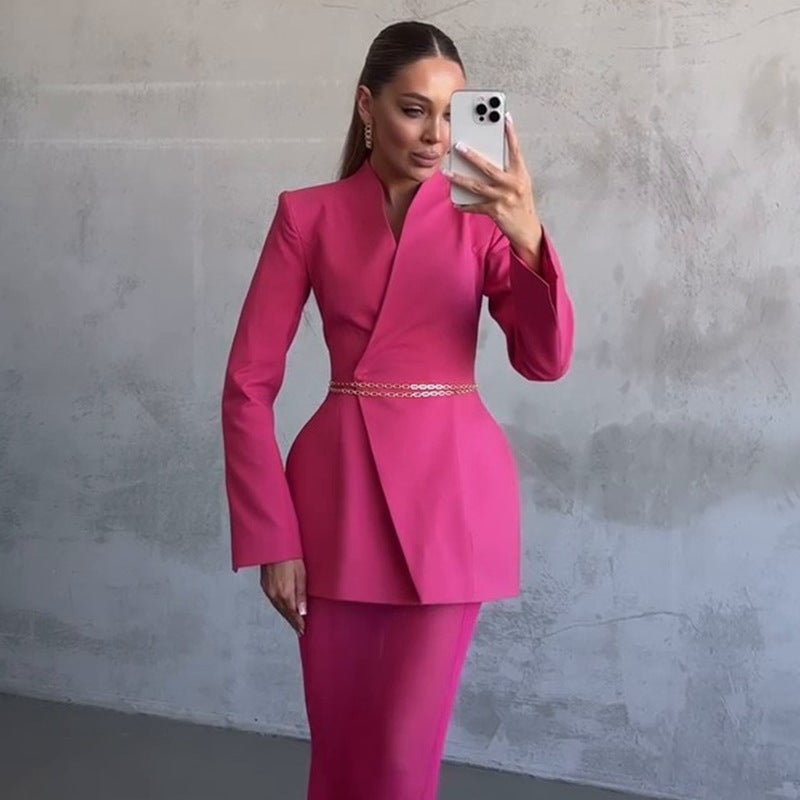 Women'S Fashion Design Elegant Commuter Solid Color Mesh Suit - Image 1