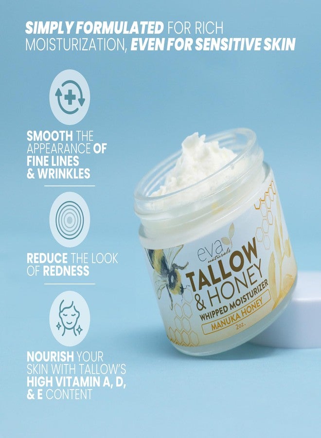 Eva Naturals Whipped Beef Tallow for Skin with Manuka Honey Moisturizer - Balm for Face - Moisturizing Cream for Soft, Smooth Skin - 2oz - Image 2