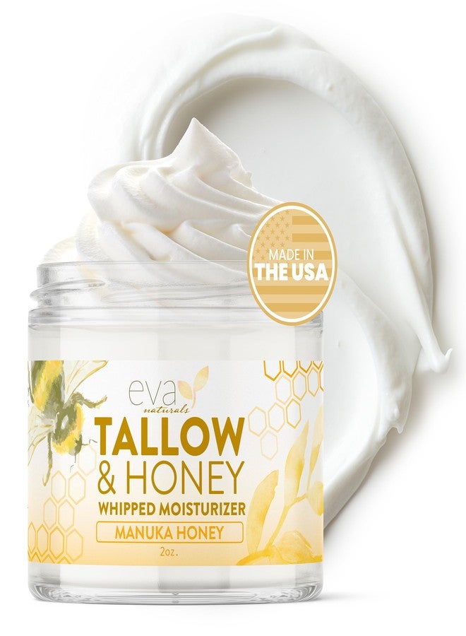 Eva Naturals Whipped Beef Tallow for Skin with Manuka Honey Moisturizer - Balm for Face - Moisturizing Cream for Soft, Smooth Skin - 2oz - Image 1
