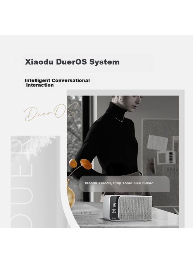 Small Xiaodu Smart Speaker Mate Gray Outstanding Voice Led Clock Alarm Ai Voice Radio Bluetooth Speaker Universal Remote Control Children's Early Education Story Enlightenment - Image 4