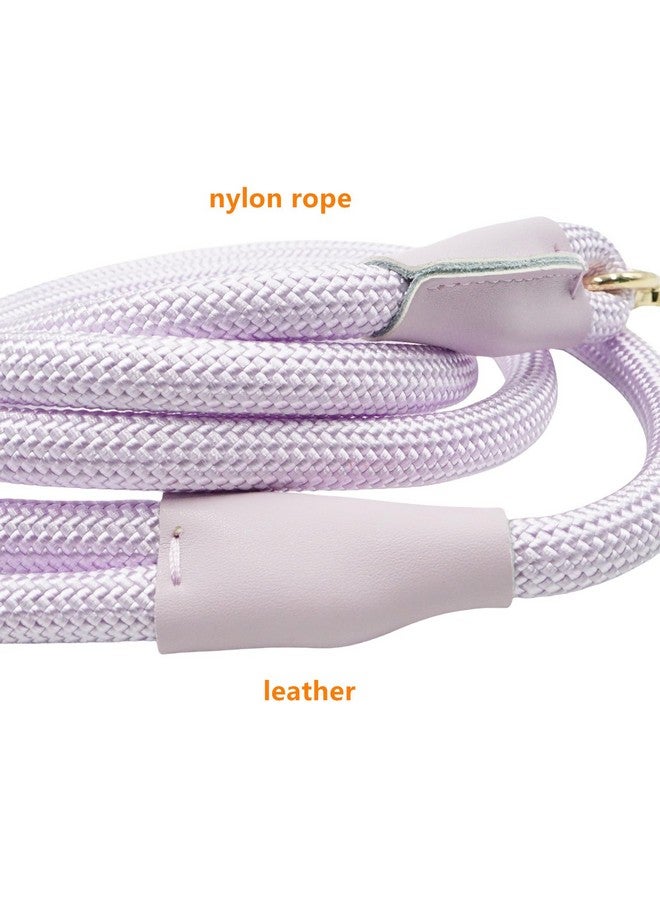 مقود كلب من النايلون بطول 5 أقدام مع حامل لأكياس الفضلات، مقود كلب قوي التحمل، مقود حبل بمقبض ناعم لجميع السلالات (أرجواني فاتح، 5 أقدام × 10 مم) - Image 4
