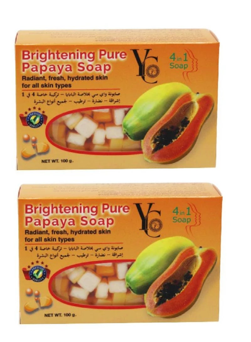 واي سي صابون بيور العشبية بالبابايا 4 في 1 - 100 جم 2 حبه - Image 1