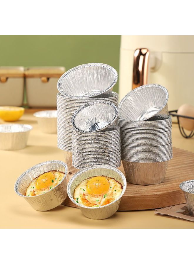 Tin Paper Box Air Fryer Special Tin Paper Plate Egg Tart Aluminum Foil Cup Oven Disposable Household Oyster Tin Paper Box-Specifications:(50 Packs) Medium [applicable To All Fryer]]  - Image 1