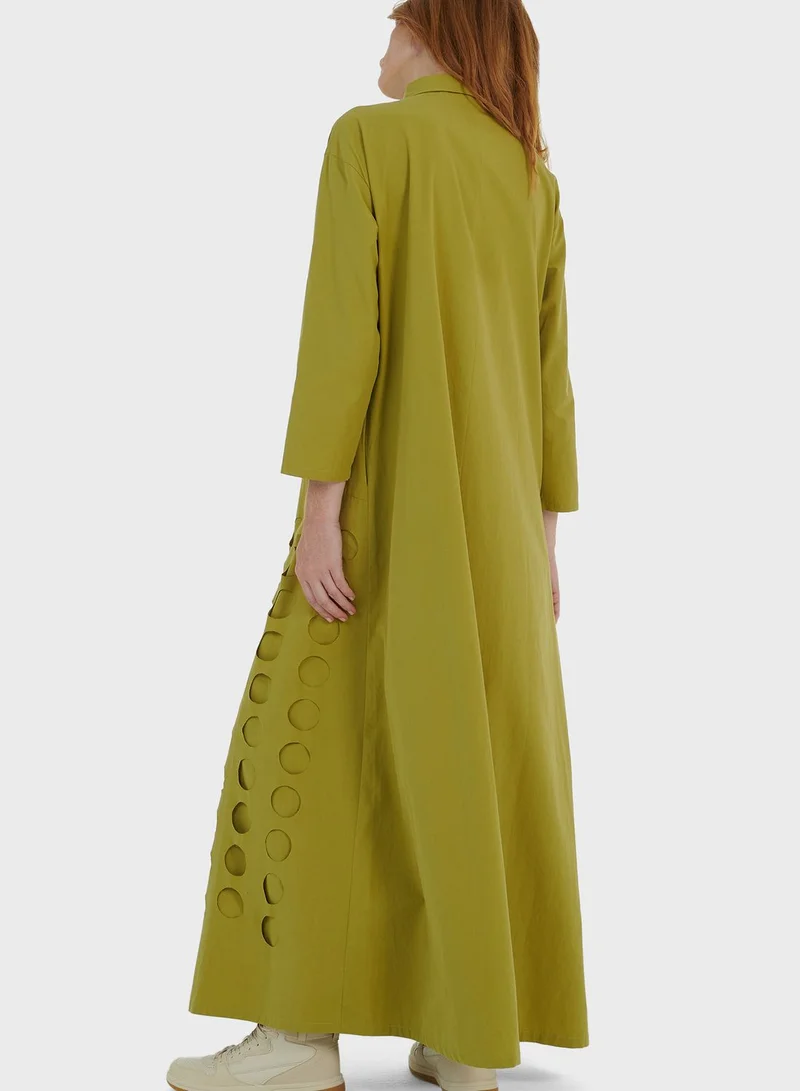 leem Laser Cut-Out Shirtdress