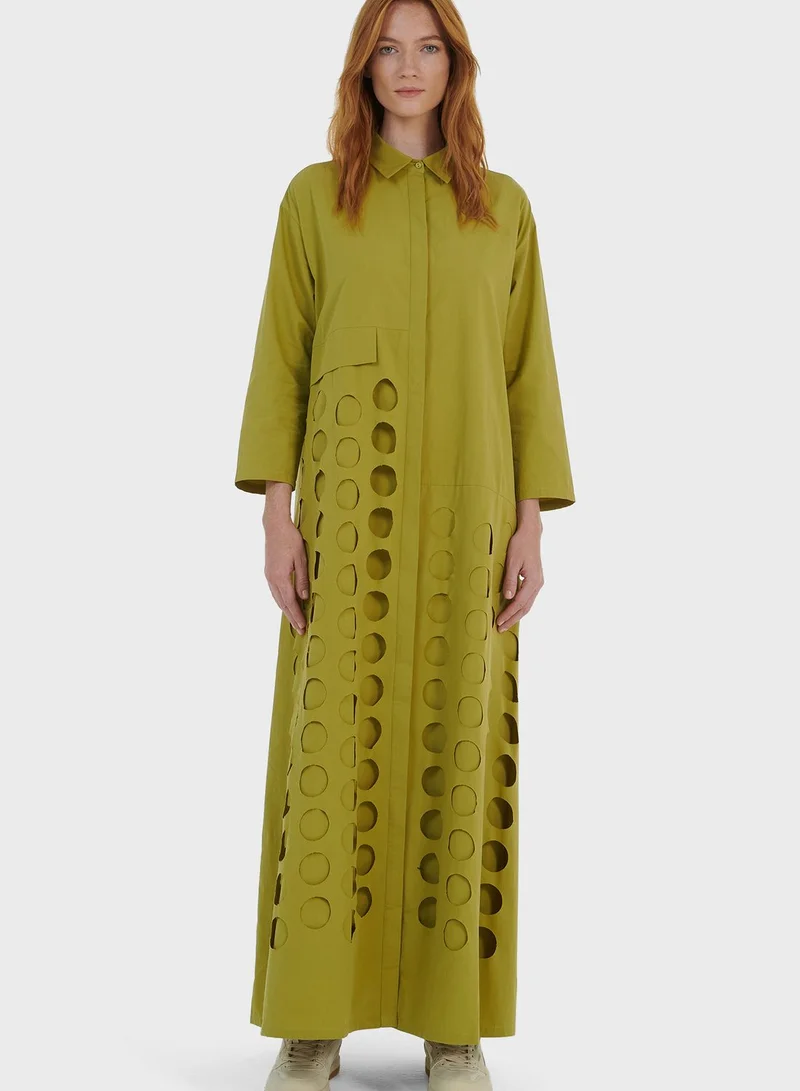 leem Laser Cut-Out Shirtdress