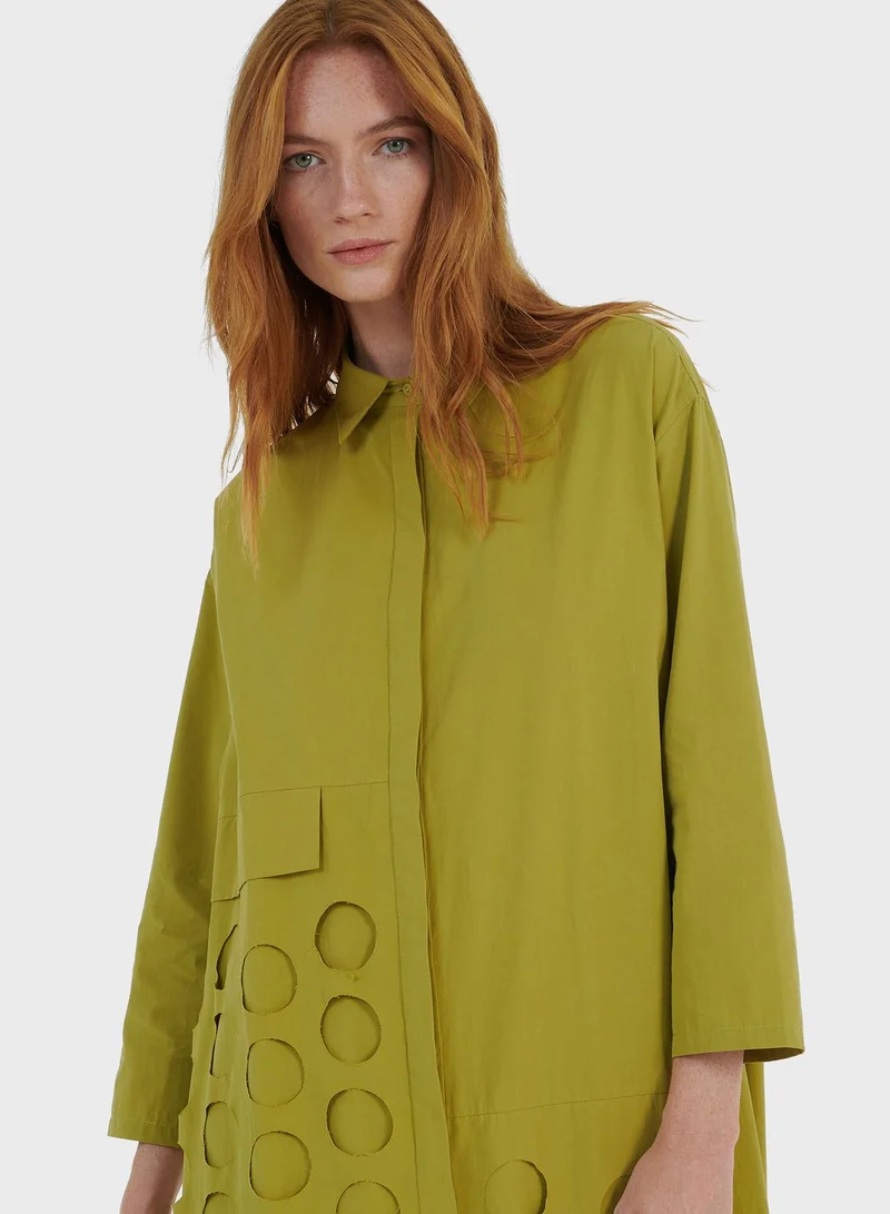 leem Laser Cut-Out Shirtdress