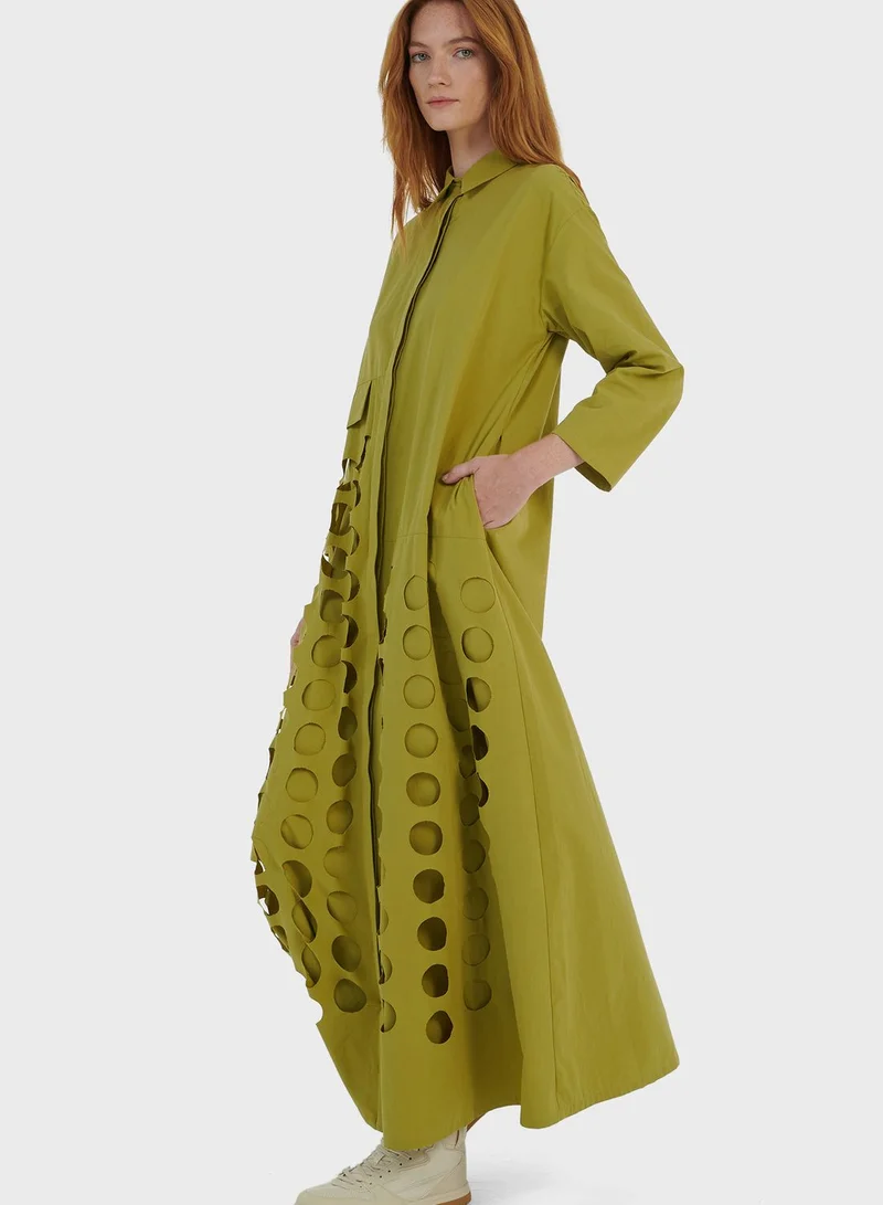 leem Laser Cut-Out Shirtdress