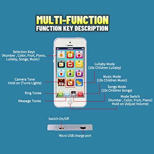 Cooplay Learning Smart Phone Toy Music Lullaby Song Touch Screen Type-C Recharable Cell Phone Mobile Yphone for Toddler Baby - Image 4