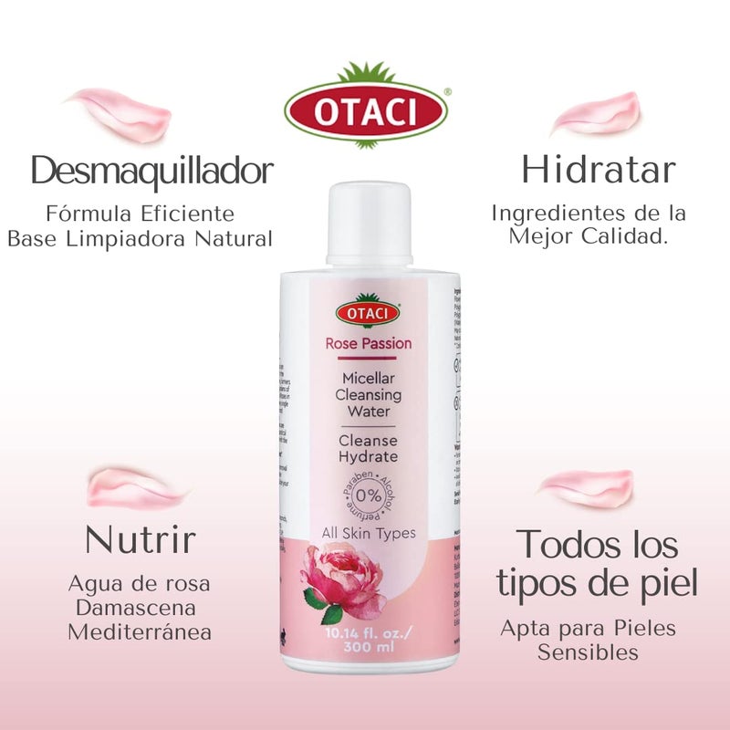 OTACI Rose Passion Micellar Cleansing Water, Face Cleansing Makeup Skin Remover Wash Rosewater Hydrating Moisturizer - Image 2