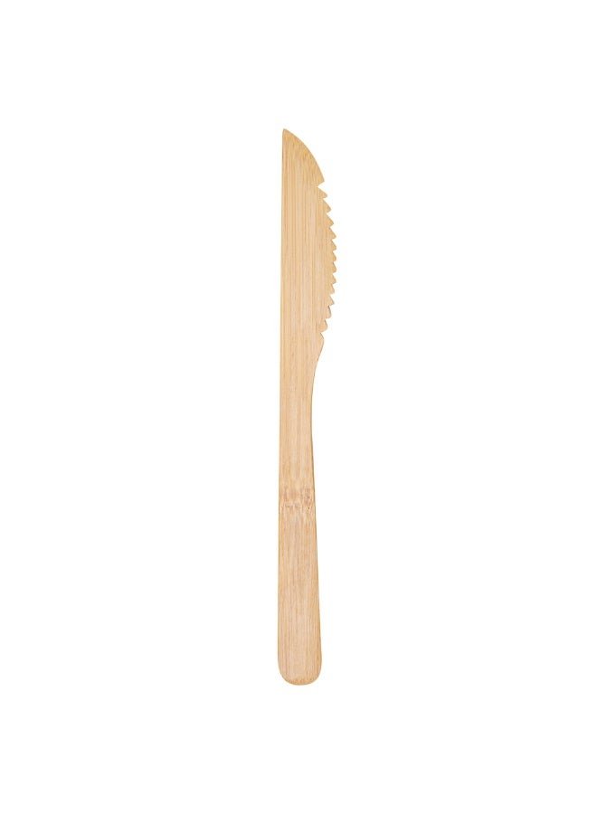 Restaurantware 8 x 0.8 Inch Disposable Knives, 100 heavy-duty Knives - With Long Comfortable Handle, Durable, Sturdy, Brown Bamboo Knives, For School Lunches, Parties, Picnics, Or Take Outs - Image 1