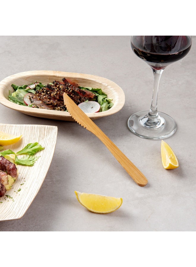 Restaurantware 8 x 0.8 Inch Disposable Knives, 100 heavy-duty Knives - With Long Comfortable Handle, Durable, Sturdy, Brown Bamboo Knives, For School Lunches, Parties, Picnics, Or Take Outs - Image 4