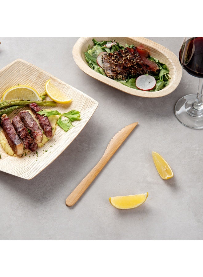 Restaurantware 8 x 0.8 Inch Disposable Knives, 100 heavy-duty Knives - With Long Comfortable Handle, Durable, Sturdy, Brown Bamboo Knives, For School Lunches, Parties, Picnics, Or Take Outs - Image 3